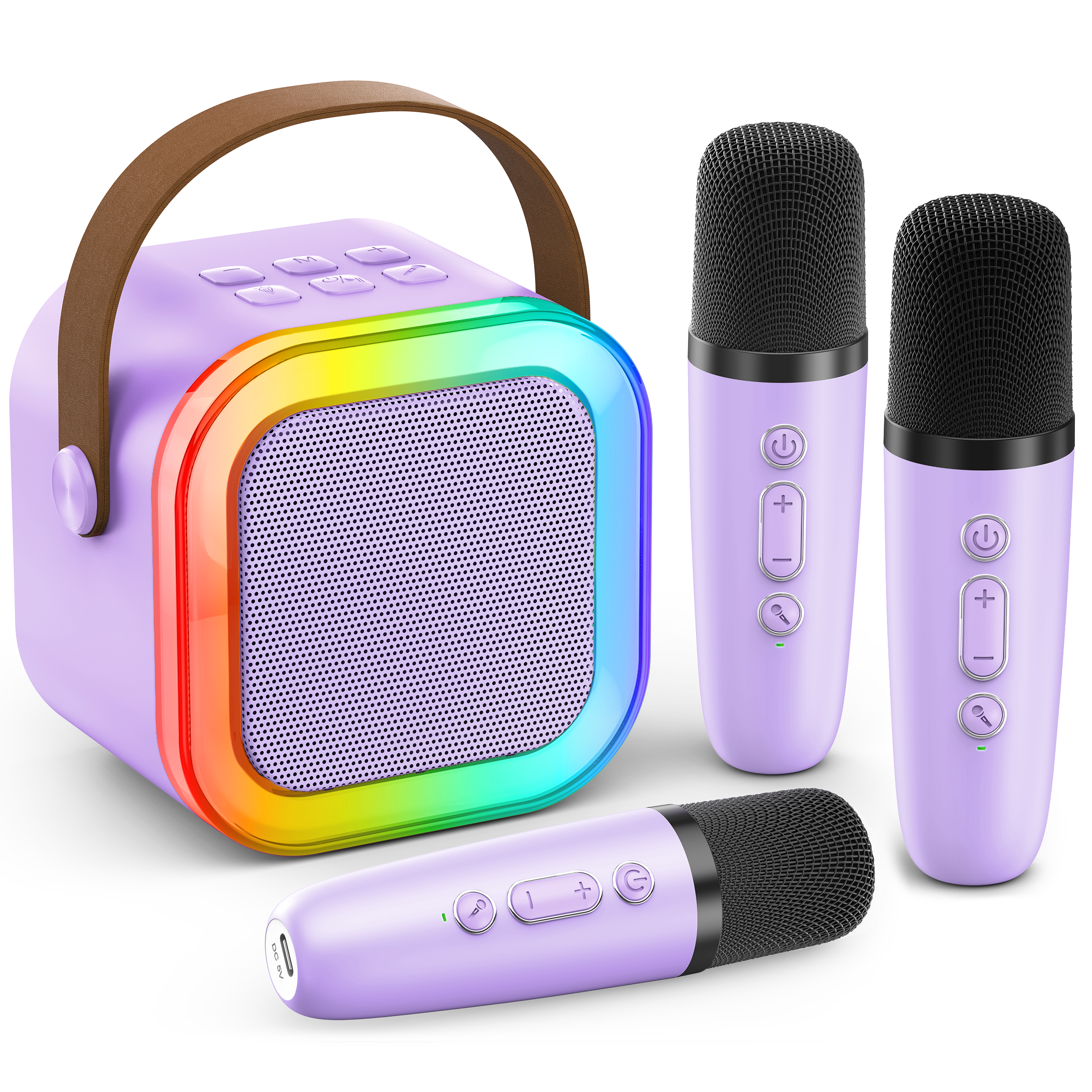 Mini Karaoke Machine for Kids Adults, Portable Bluetooth Speaker with 3 Wireless Karaoke Mics,2025 TOP Christmas Birthday Gifts Toys for Girls 3,4, 5, 6, 7, 8+Years Old Karaoke Player(Purple 3 Mics)