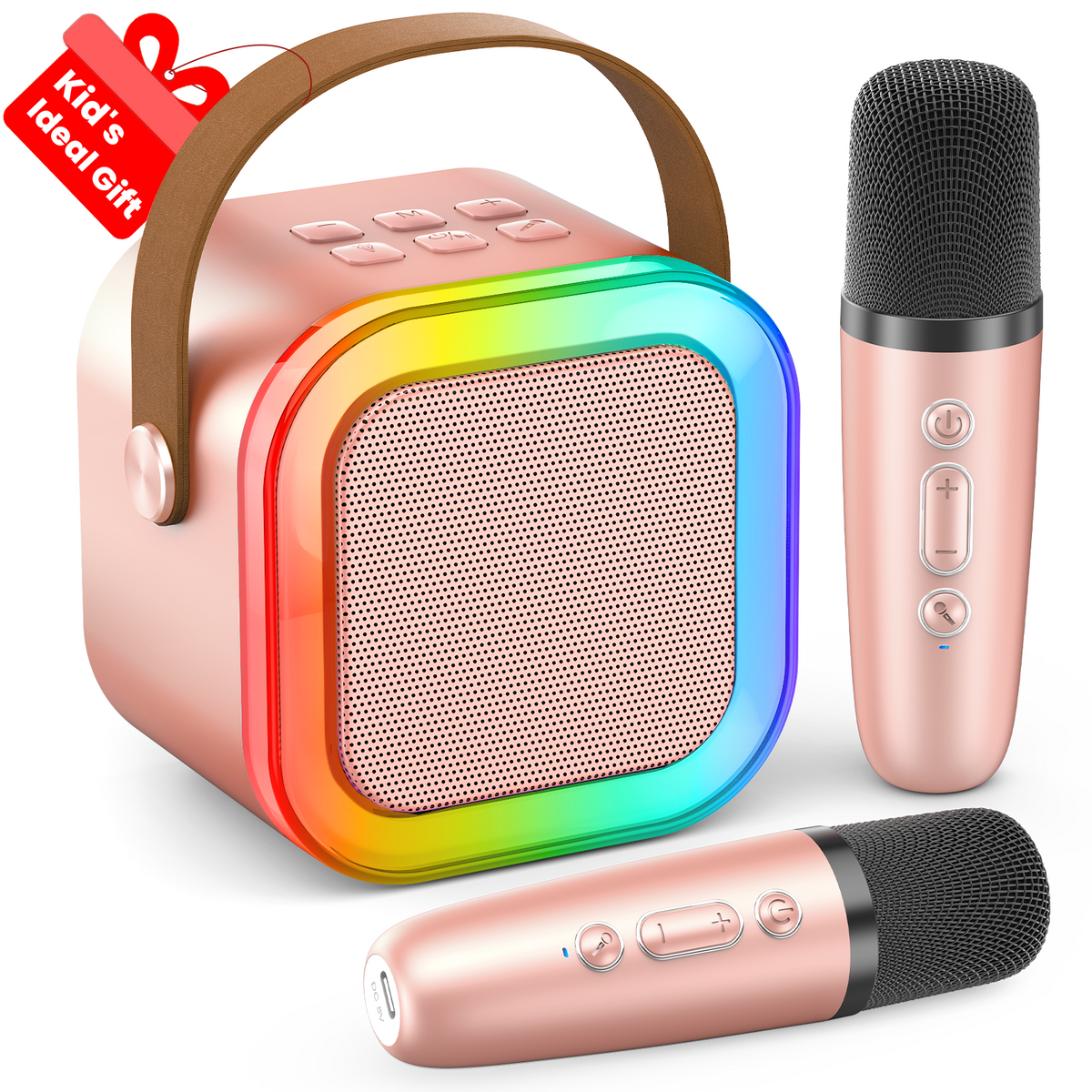 Mini Karaoke Machine for Kids Adults, Portable Bluetooth Speaker with 2 Wireless Karaoke Microphones,2025 TOP Birthday Gifts Toys for Girls 3, 4, 5, 6, 7, 8+Years Old Toddler Karaoke Player