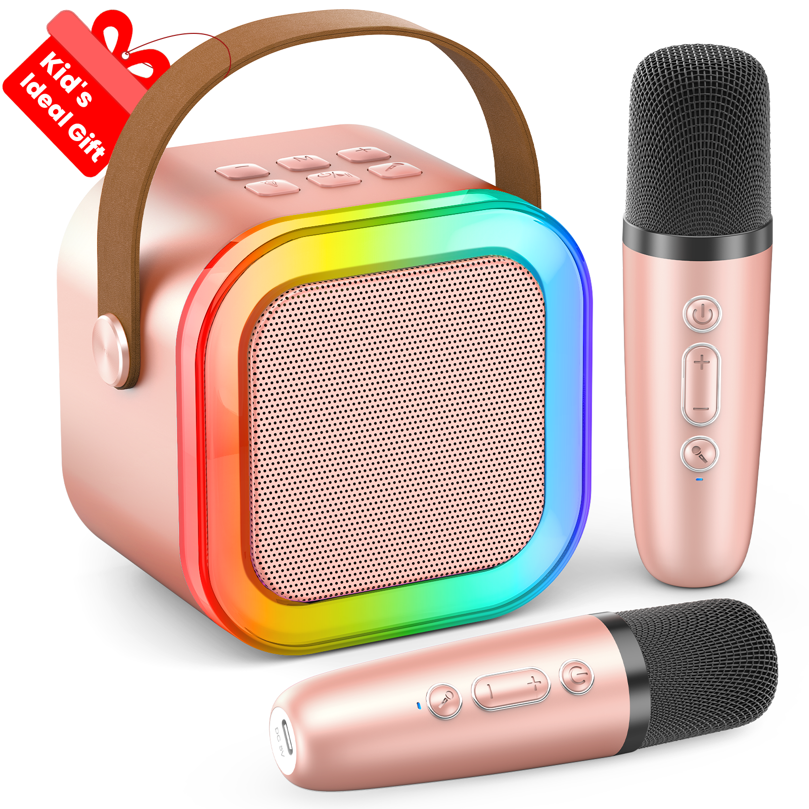 Mini Karaoke Machine for Kids Adults, Portable Bluetooth Speaker with 2 Wireless Karaoke Microphones,2025 TOP Birthday Gifts Toys for Girls 3, 4, 5, 6, 7, 8+Years Old Toddler Karaoke Player